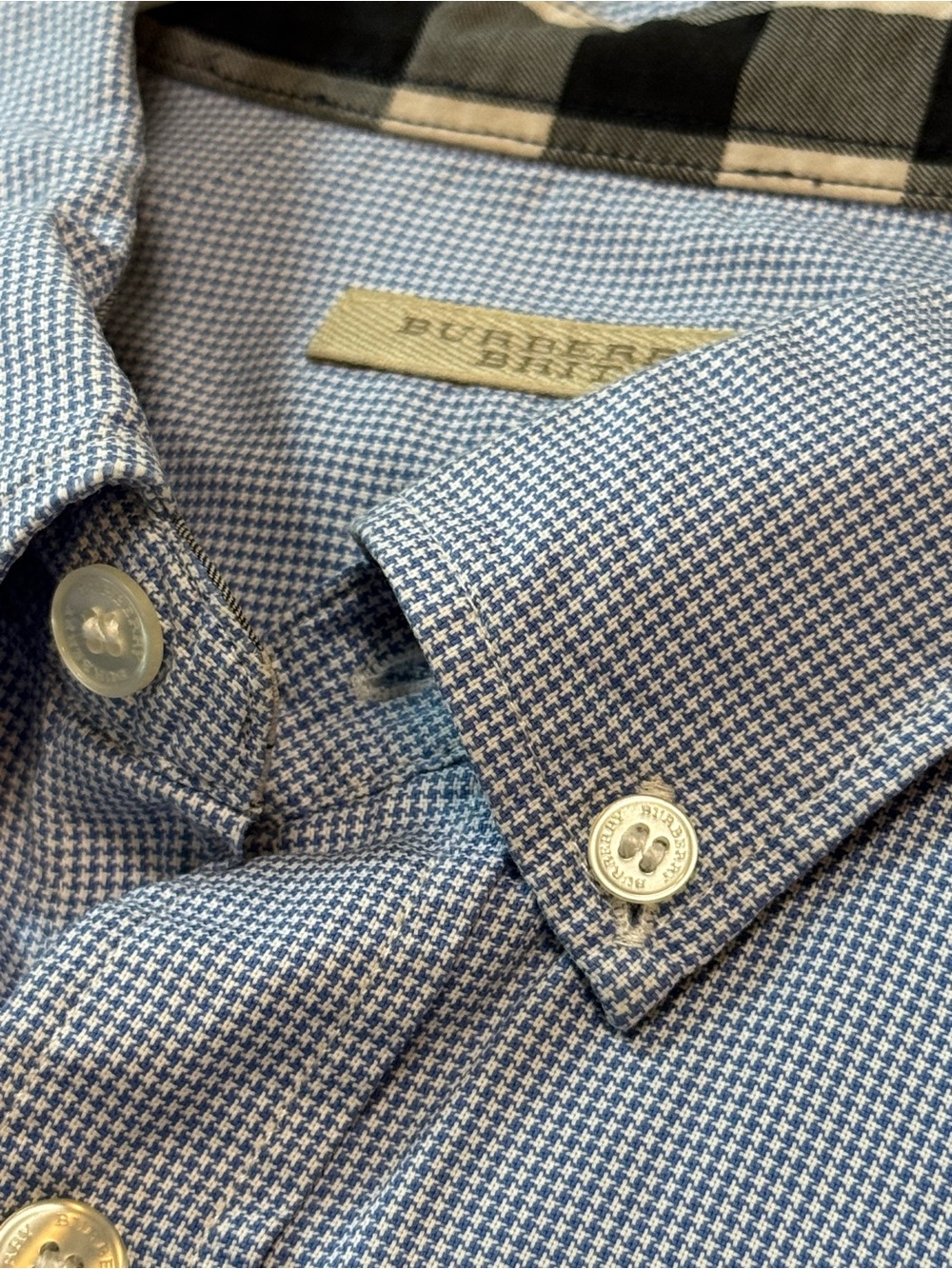 Burberry Light Blue Micro-Check Dress Shirt